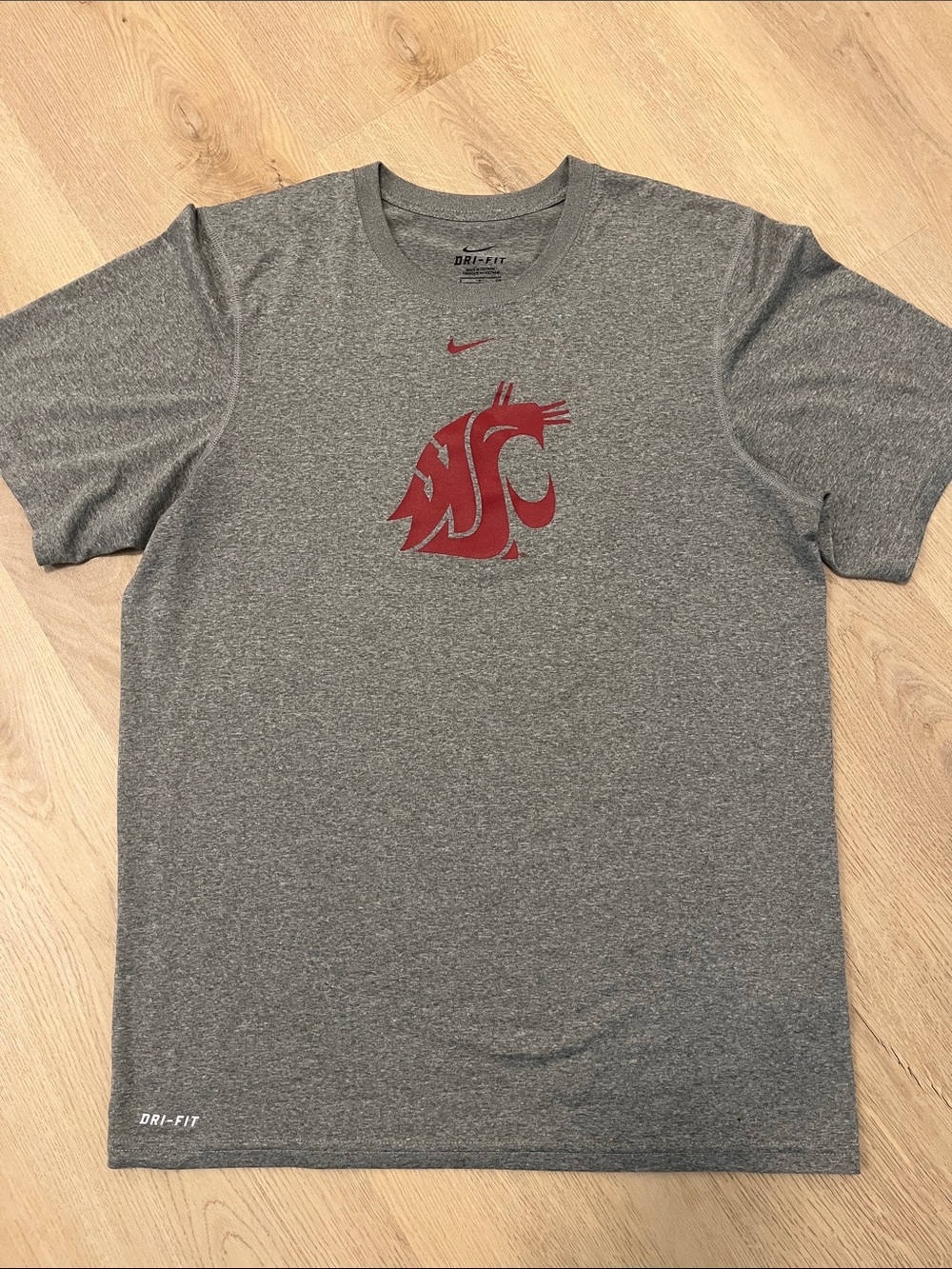 Nike Dri-fit Short Sleeve Tee with Crimson Washington State University Logo
